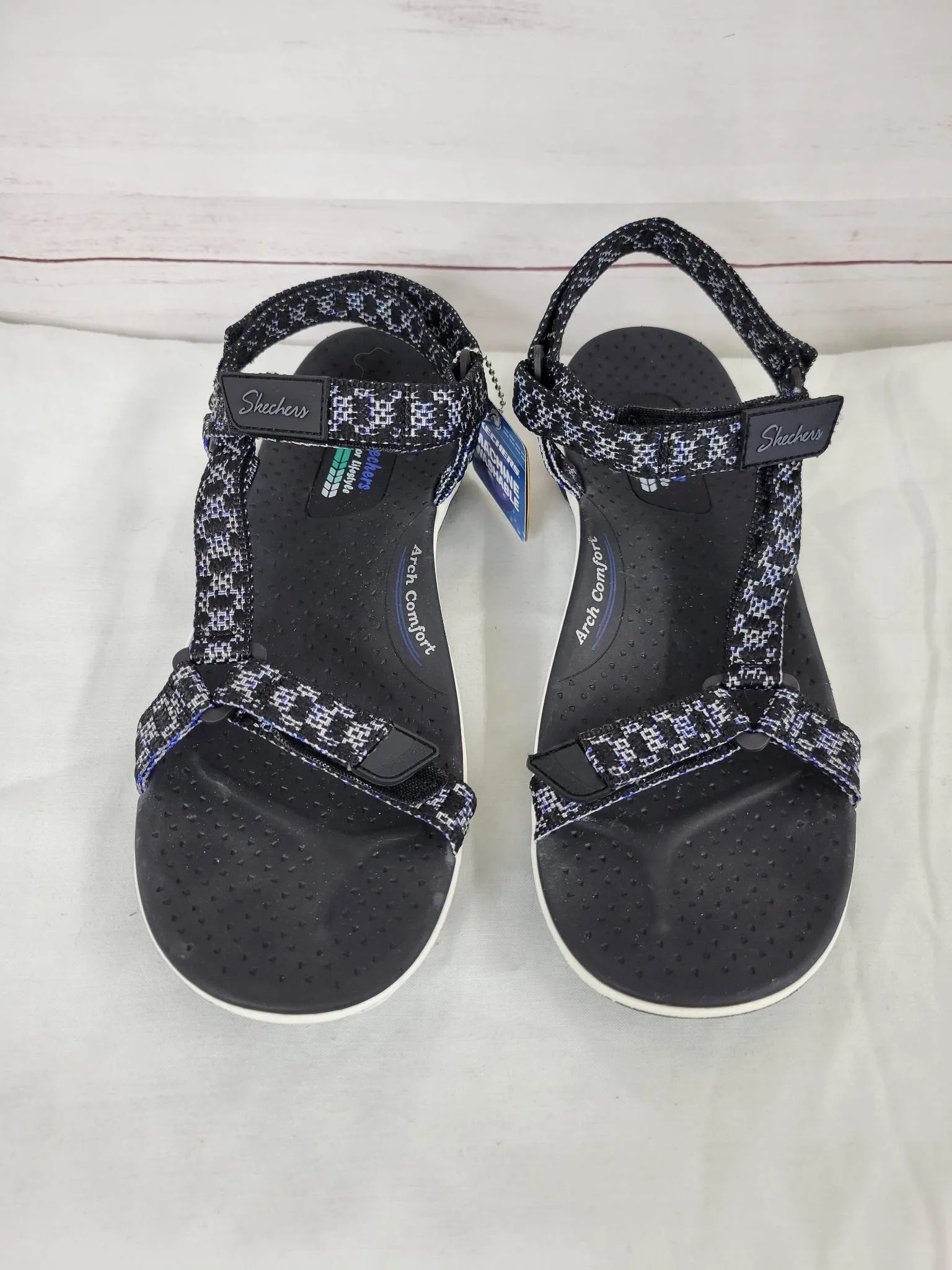 11M BLACK A397335 Skechers Washable Knit Quarter Strap Sandals - Reggae Cup