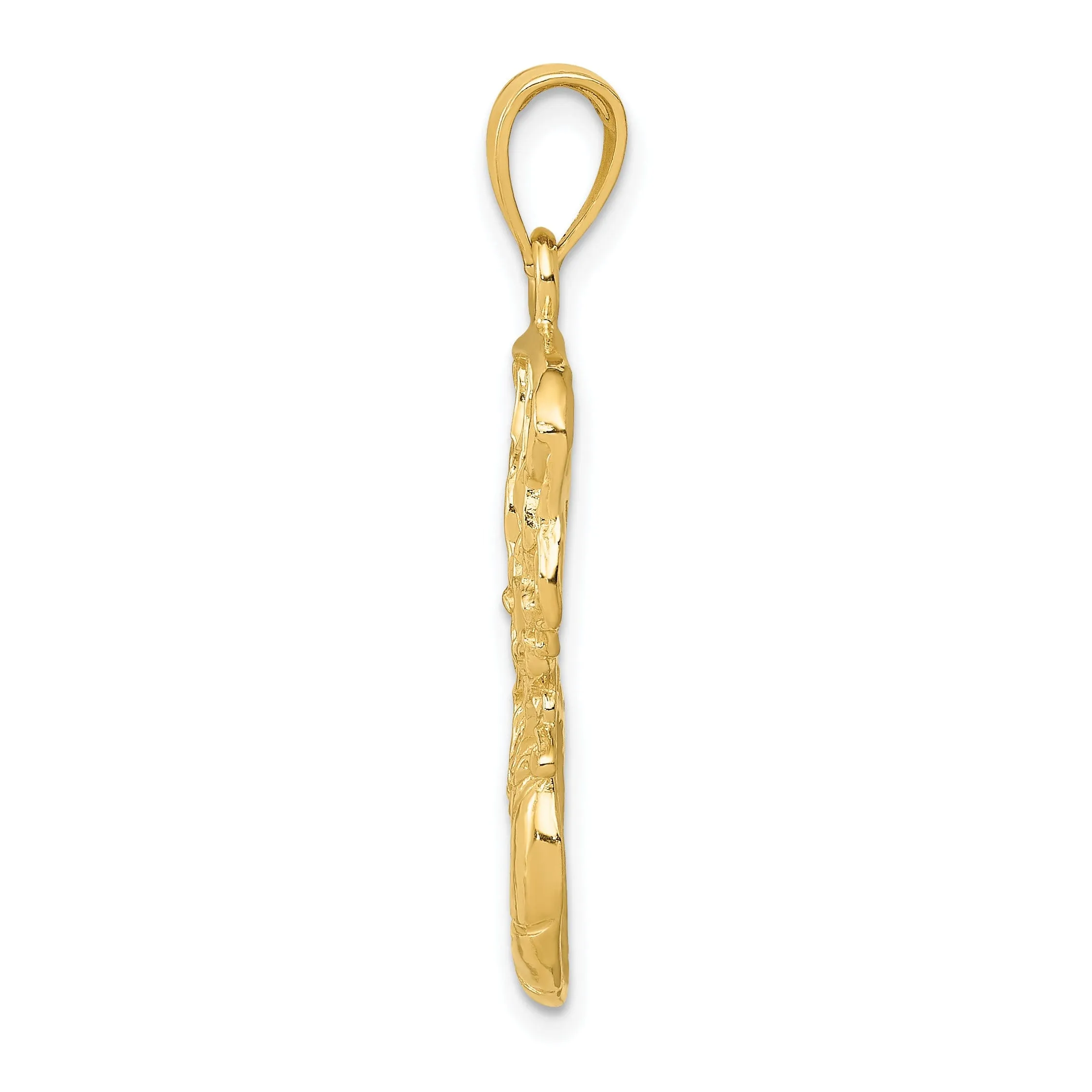 14k Yellow Gold Swoosh Basketball Net Pendant
