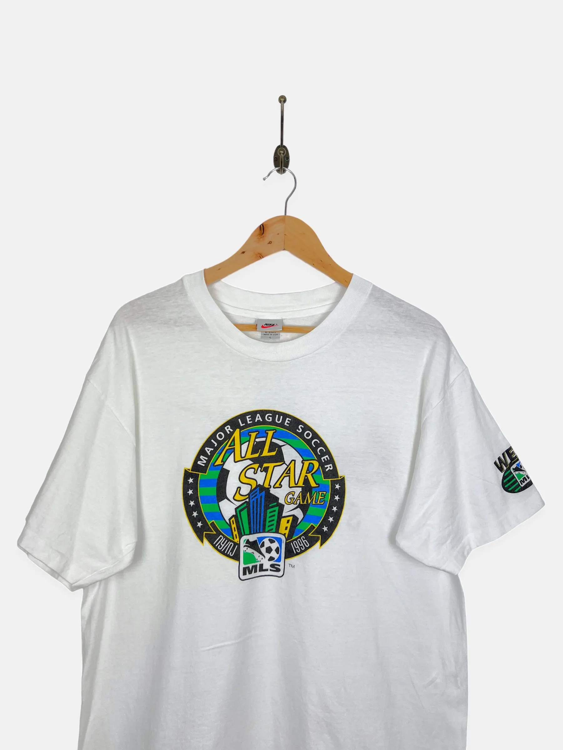 1996 Nike MLS Soccer USA Made Vintage T-Shirt Size L