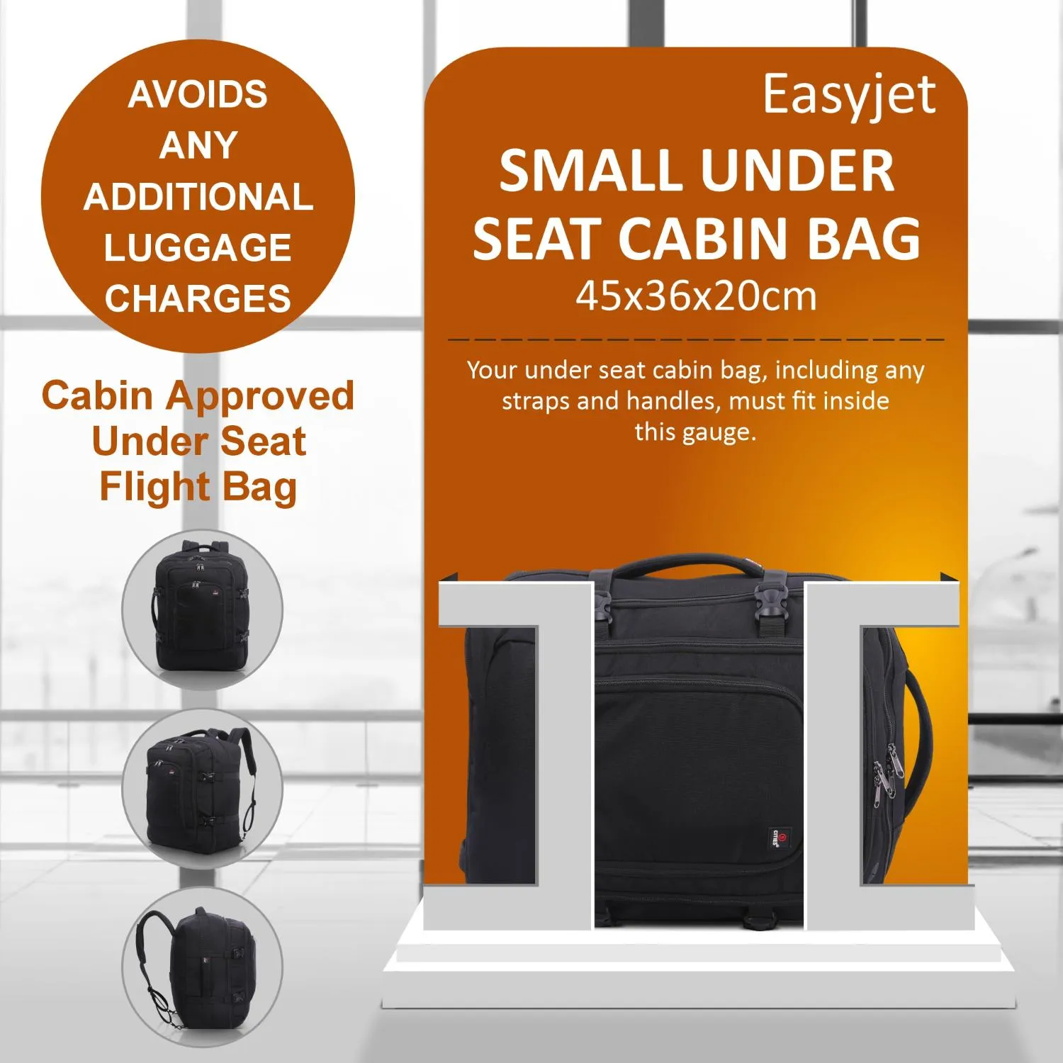 5 CITIES 45x36x20 New and Improved 2024 Easyjet Maximum Size Holdall Cabin Luggage Under Seat Flight Bag