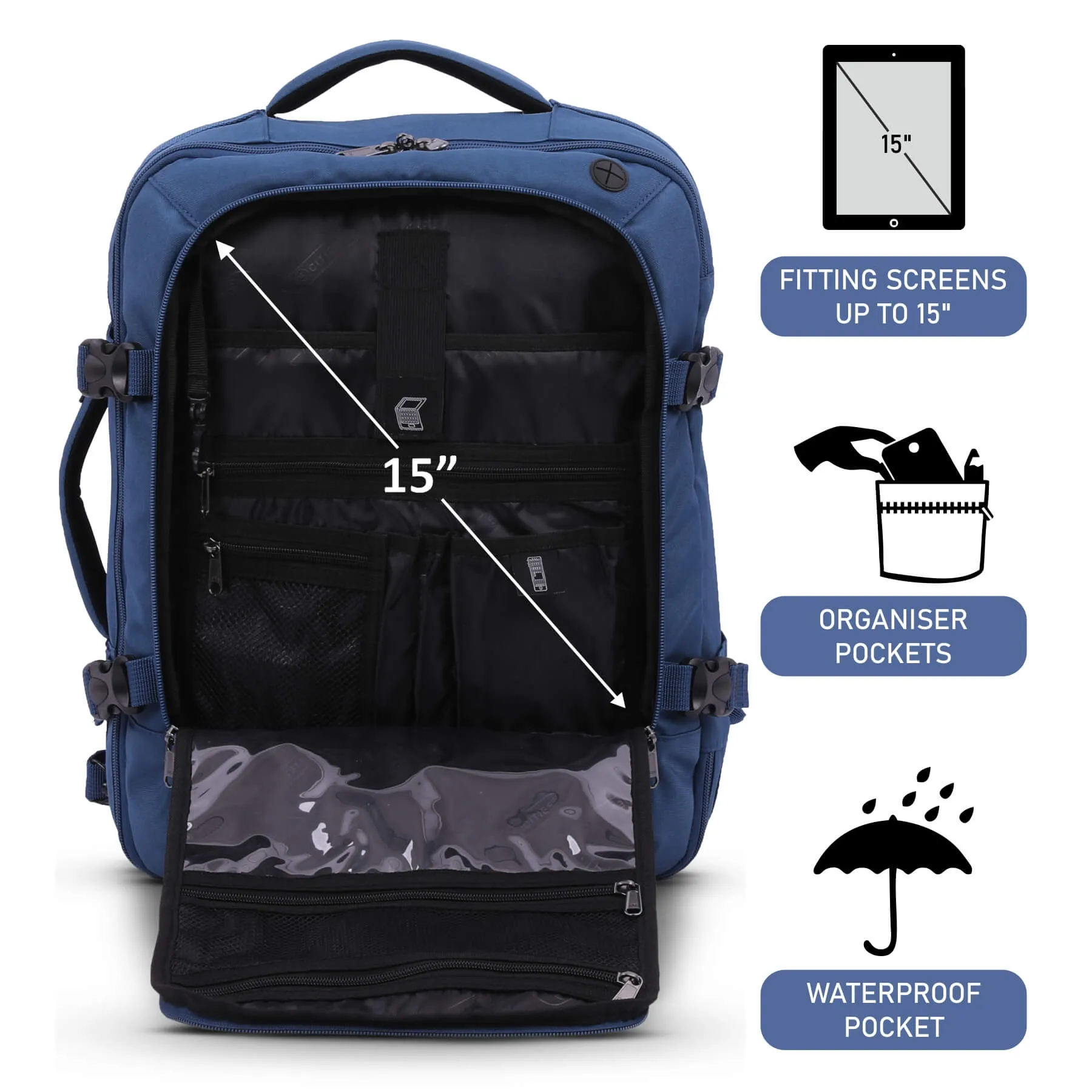 5 CITIES 45x36x20 New and Improved 2024 Easyjet Maximum Size Holdall Cabin Luggage Under Seat Flight Bag