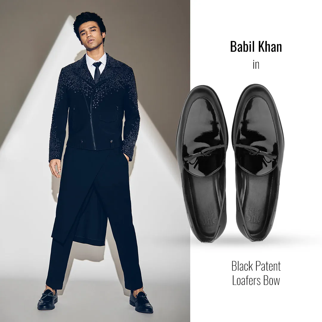 Adam Black Patent Loafers For Men