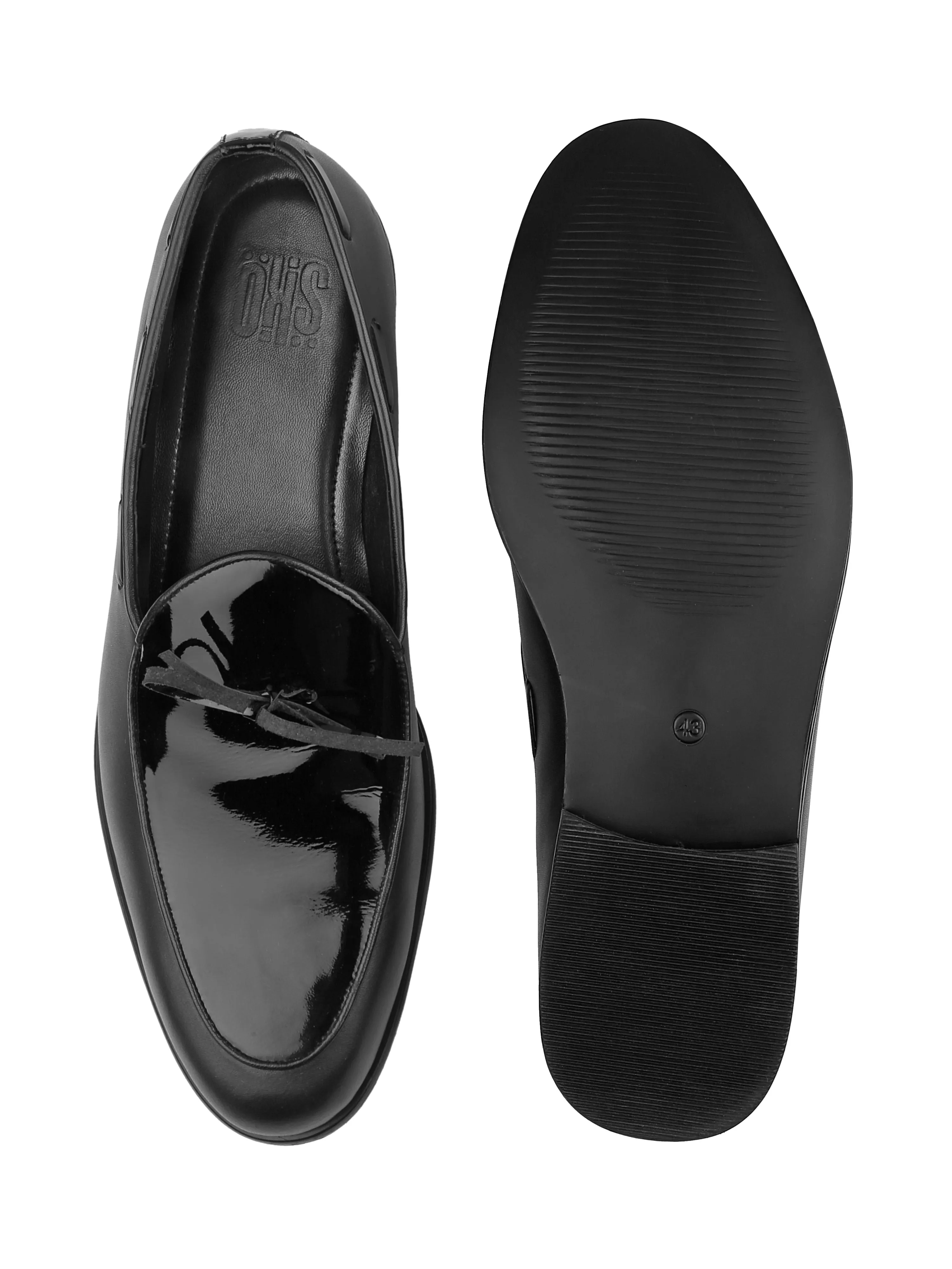 Adam Black Patent Loafers For Men
