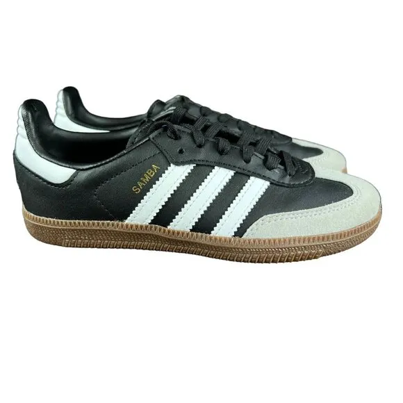Adidas Samba OG C Vegan Black Grey White Shoes GZ8349 Youth Boy's Sz 11K - 2 Y