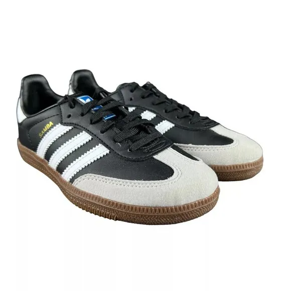 Adidas Samba OG C Vegan Black Grey White Shoes GZ8349 Youth Boy's Sz 11K - 2 Y