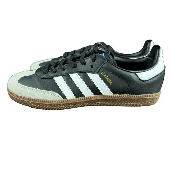 Adidas Samba OG C Vegan Black Grey White Shoes GZ8349 Youth Boy's Sz 11K - 2 Y