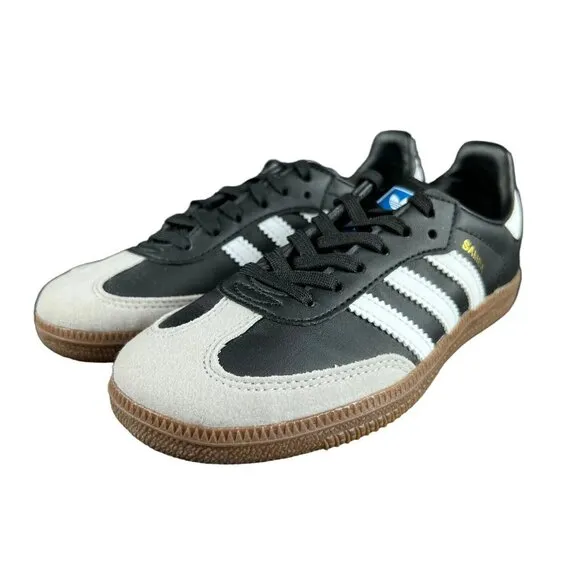 Adidas Samba OG C Vegan Black Grey White Shoes GZ8349 Youth Boy's Sz 11K - 2 Y