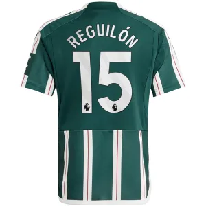 adidas Youth Manchester United Sergio Reguillon Away Jersey 23/24 (Green Night/Core White/Active Maroon)