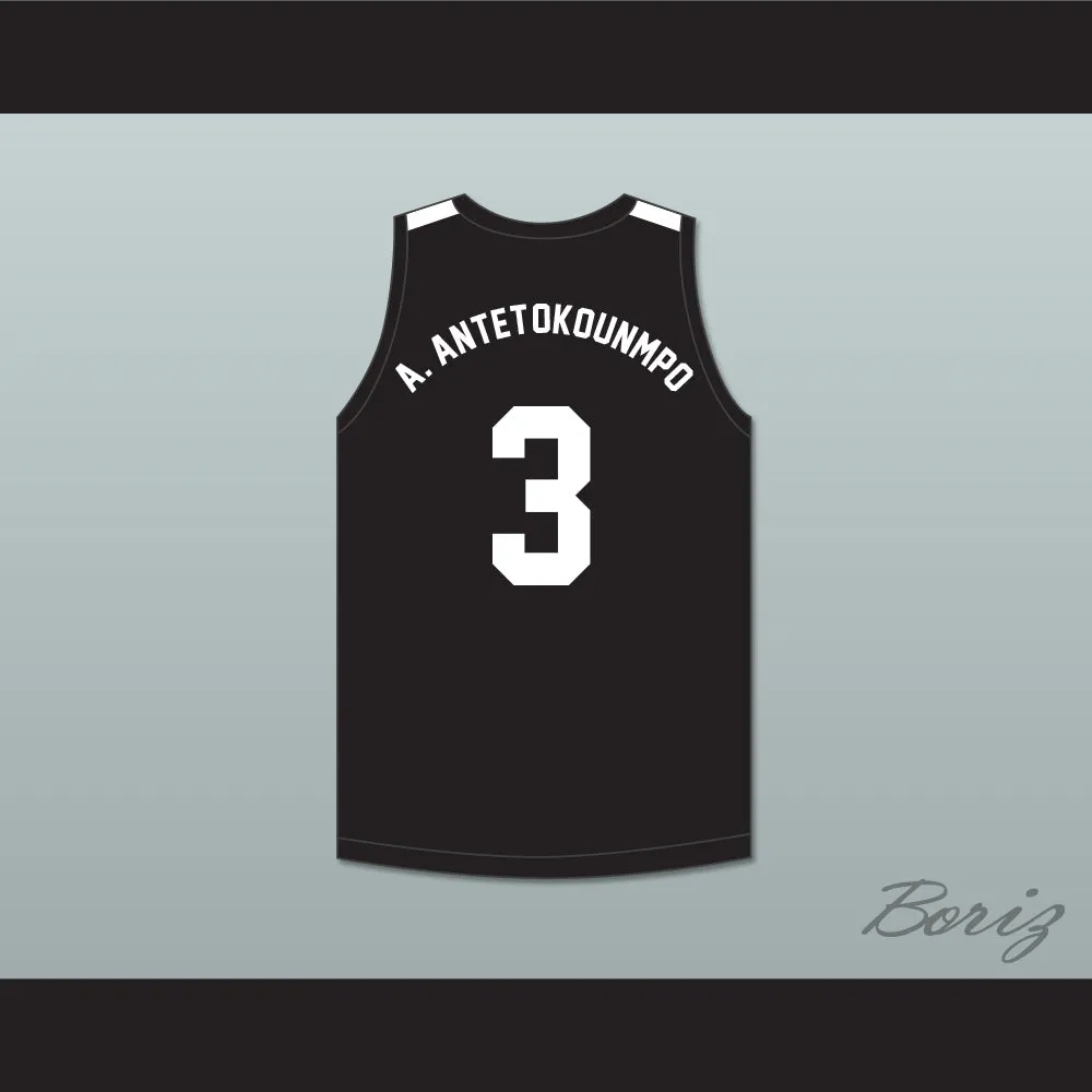 Alex Antetokounmpo 3 Dominican High School Knights Black Basketball Jersey 2
