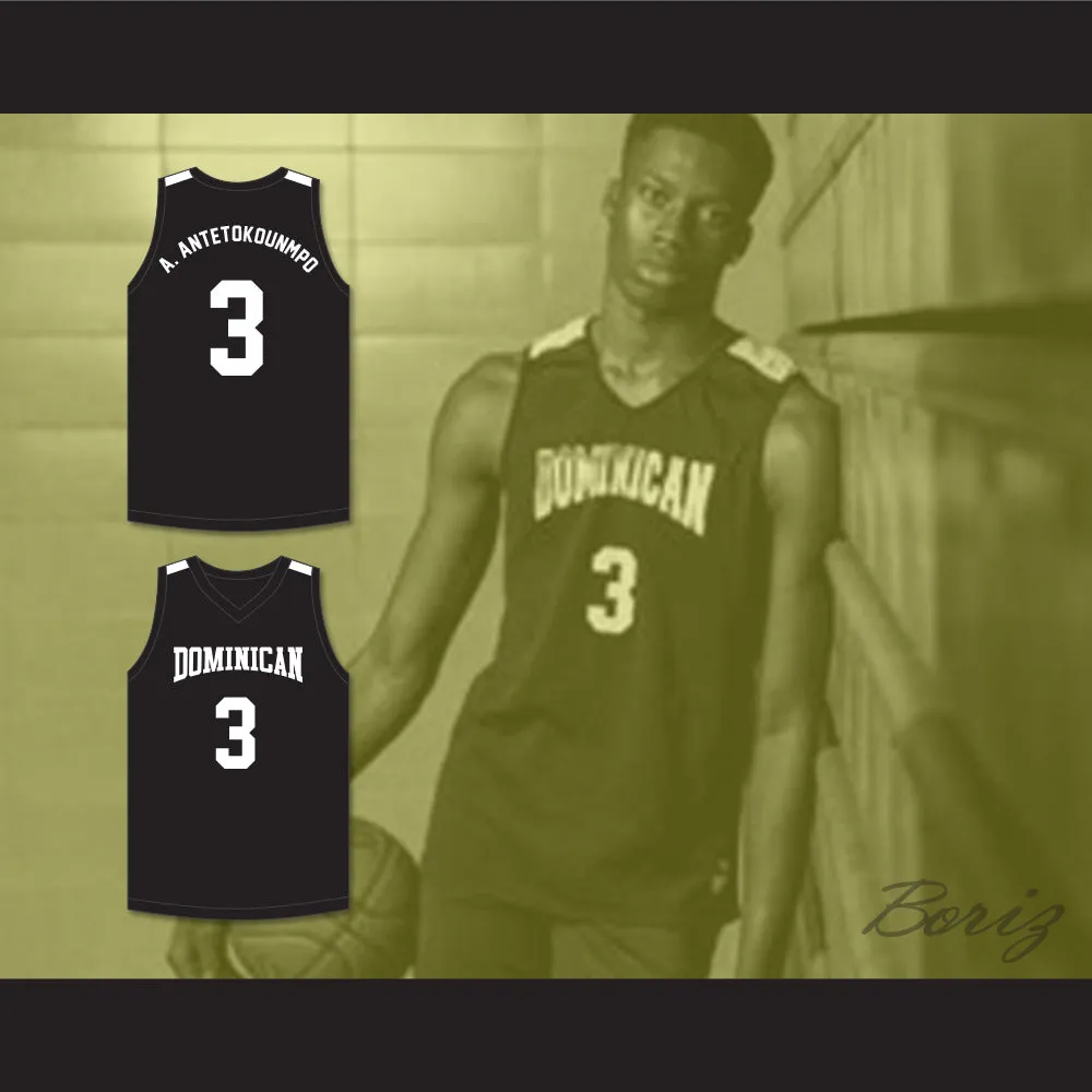 Alex Antetokounmpo 3 Dominican High School Knights Black Basketball Jersey 2