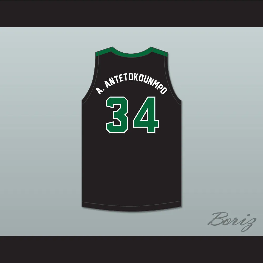 Alex Antetokounmpo 34 Dominican High School Knights Black Basketball Jersey 2