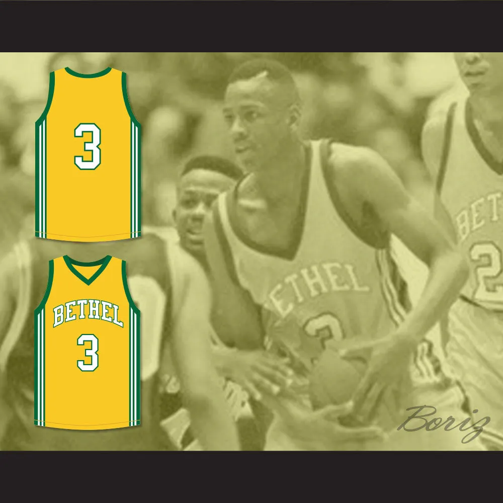 Allen Iverson 3 Bethel High School Bruins Yellow Basketball Jersey