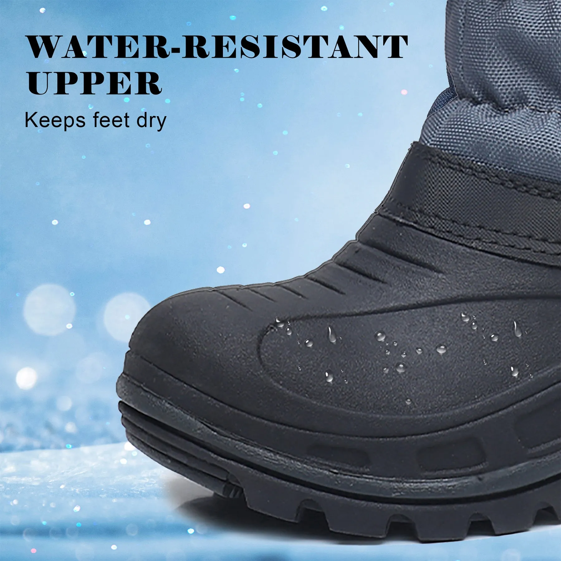 Apakowa Boys Girls Snow Boots Outdoor Slip Resistant Insulated Waterproof Winter Snow Boots (Toddler/Little Kid/Big Kid)-H2303-BlackGrey