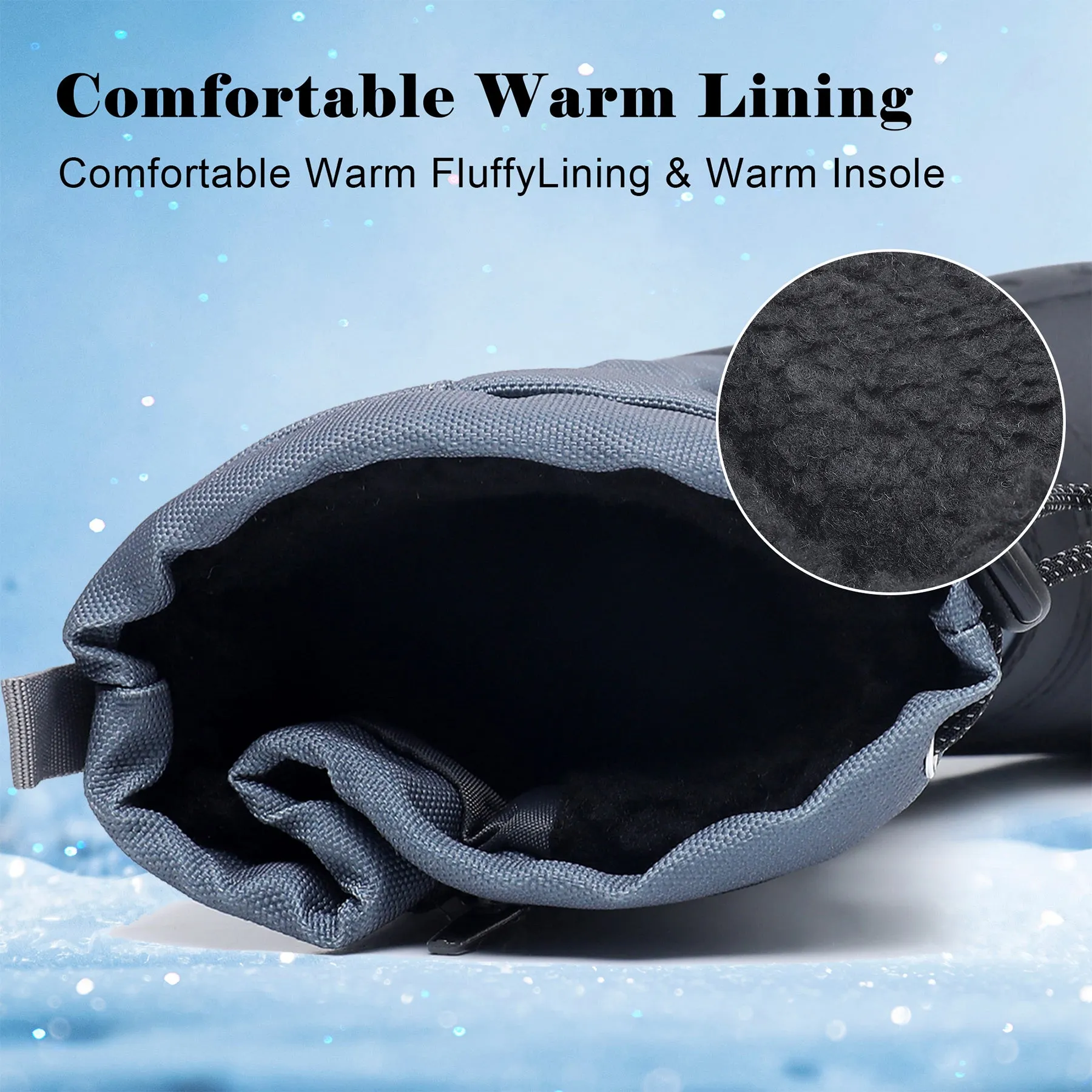 Apakowa Boys Girls Snow Boots Outdoor Slip Resistant Insulated Waterproof Winter Snow Boots (Toddler/Little Kid/Big Kid)-H2303-BlackGrey