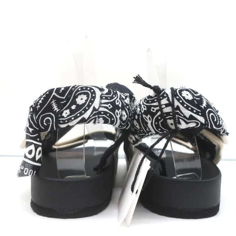 Arizona Love Apache Bandana Raffia Sandals Natural/Black Size 40 NEW