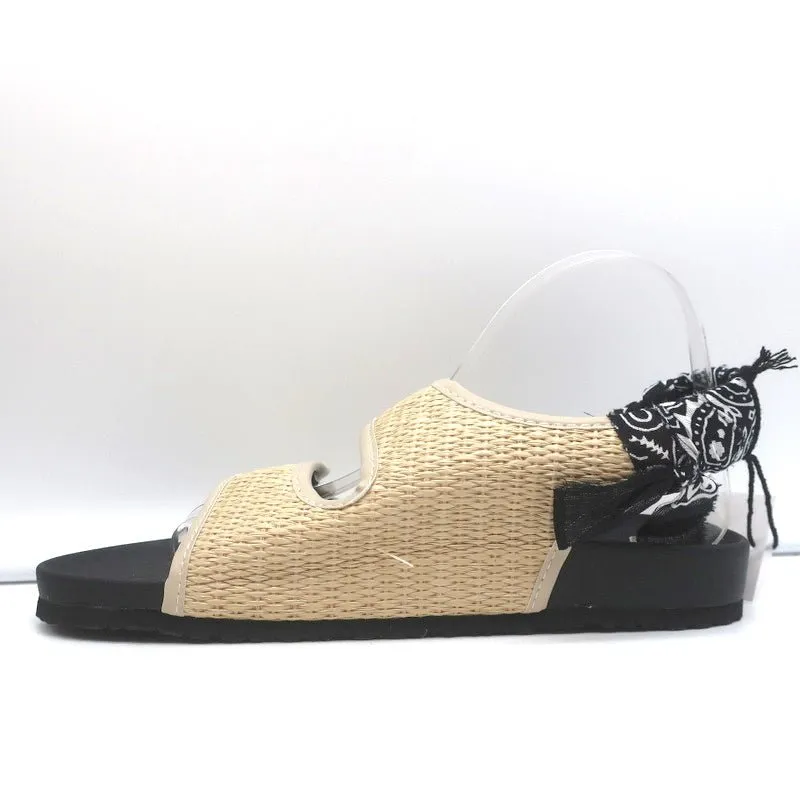 Arizona Love Apache Bandana Raffia Sandals Natural/Black Size 40 NEW