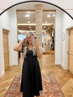 Asymmetrical Satin Studded Lace Sleeveless Midi Dress
