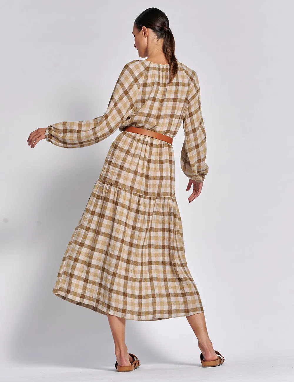 AYRA CHECK TIER DRESS | SAHARA