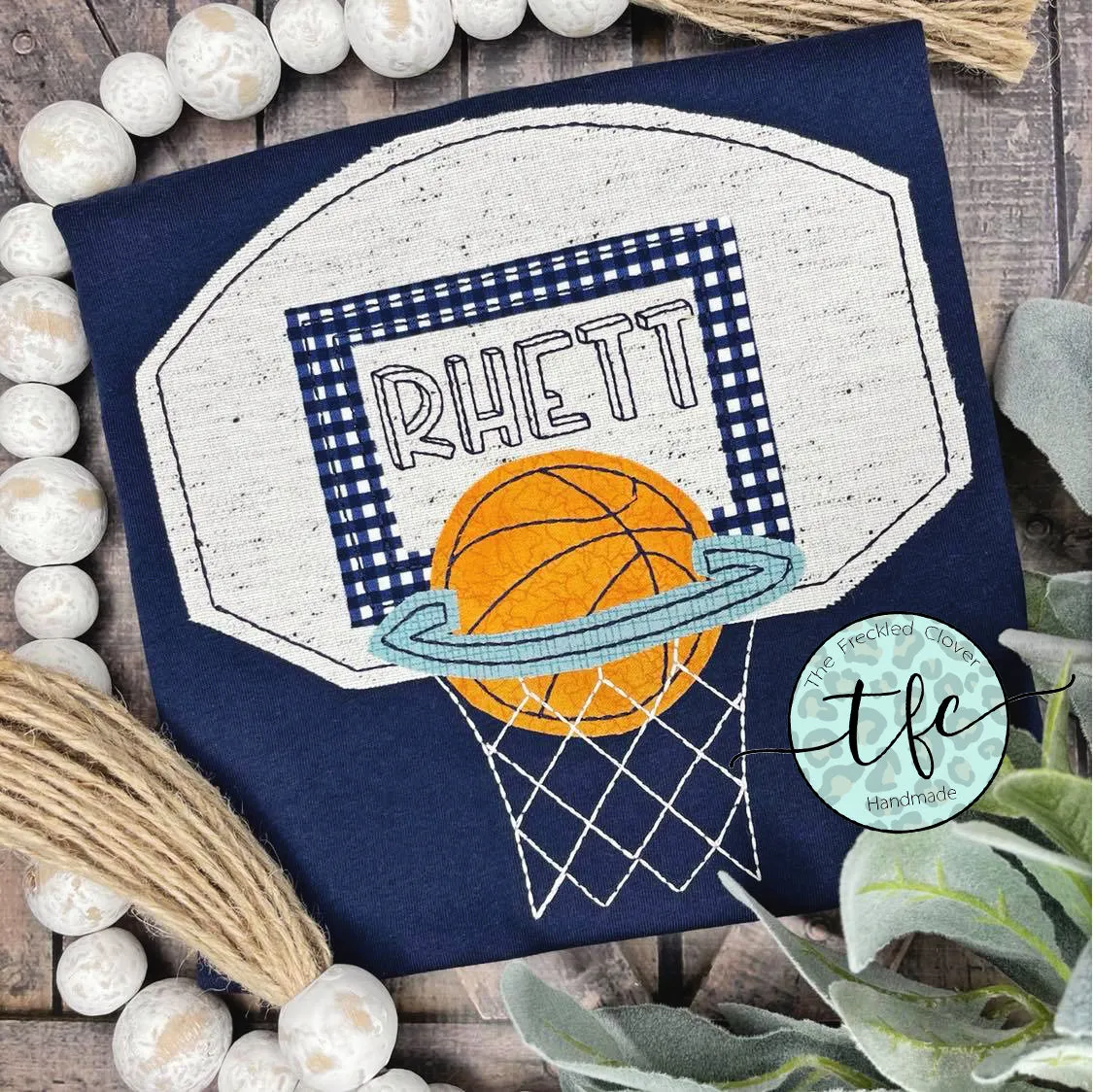 {Basketball   Hoop} applique tee
