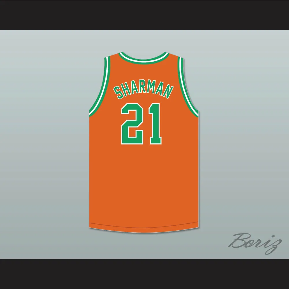Bill Sharman 21 Porterville High School Panthers Orange Basketball Jersey 1