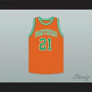 Bill Sharman 21 Porterville High School Panthers Orange Basketball Jersey 1