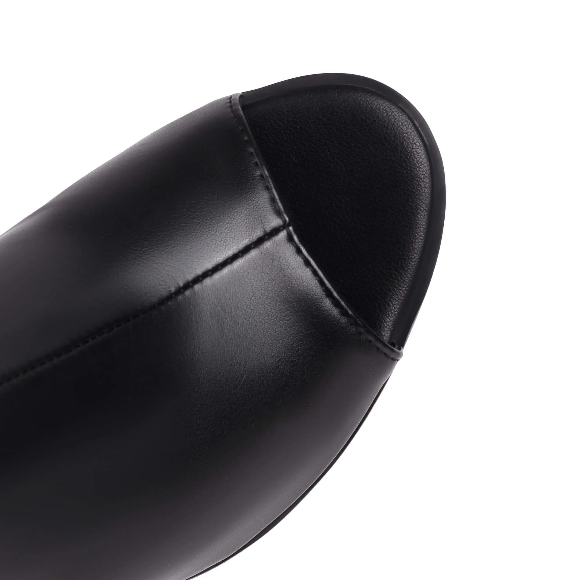 Black Hollow Knee-High Heel Boots