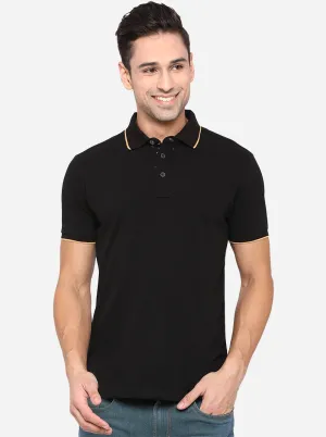 Black Solid Slim Fit Polo T-Shirt | JadeBlue