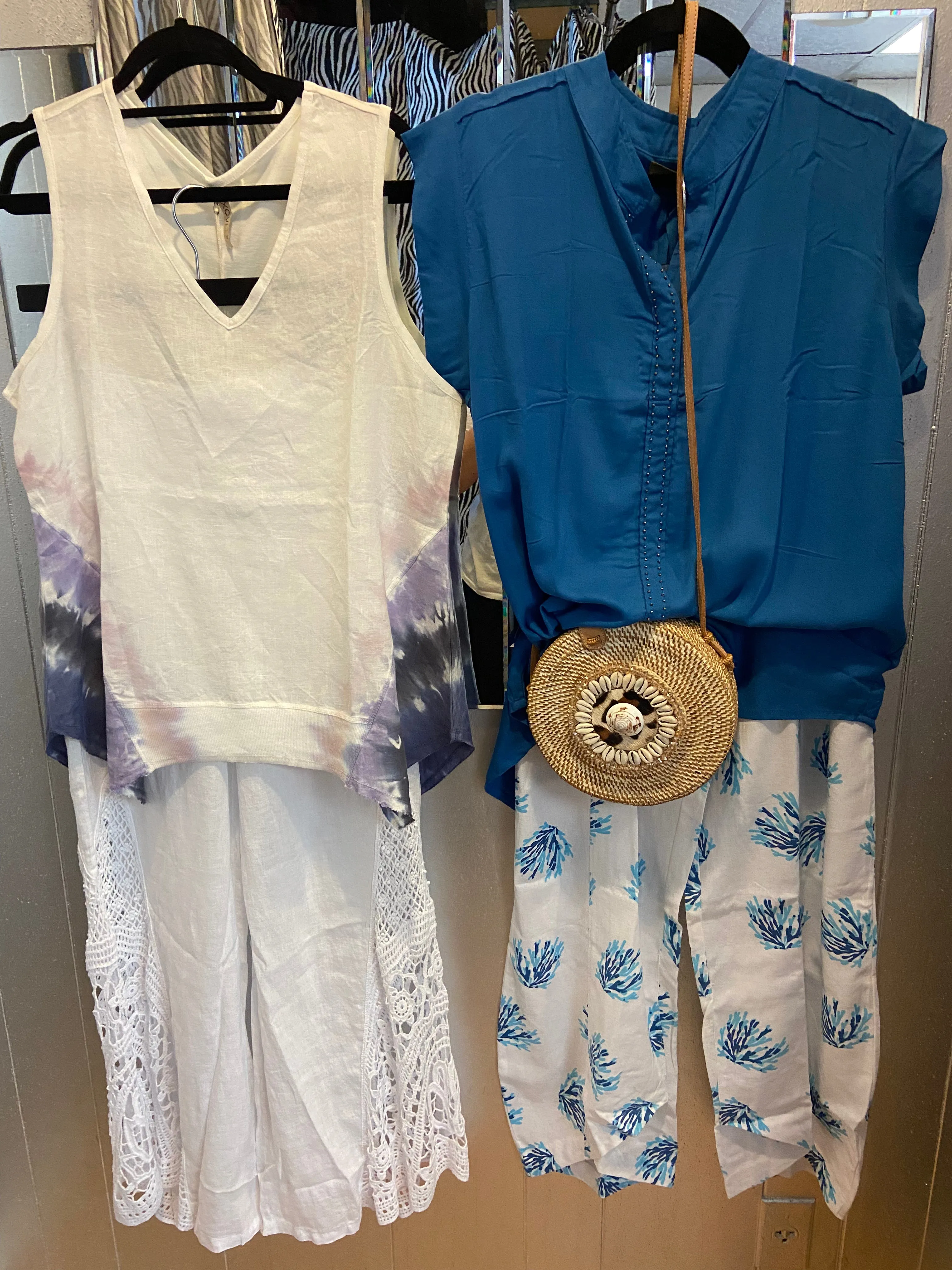 Blue beaded short sleeve top (Custom Collection)