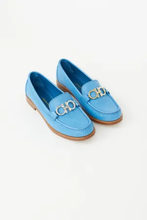 Blue Leather Logo Loafer