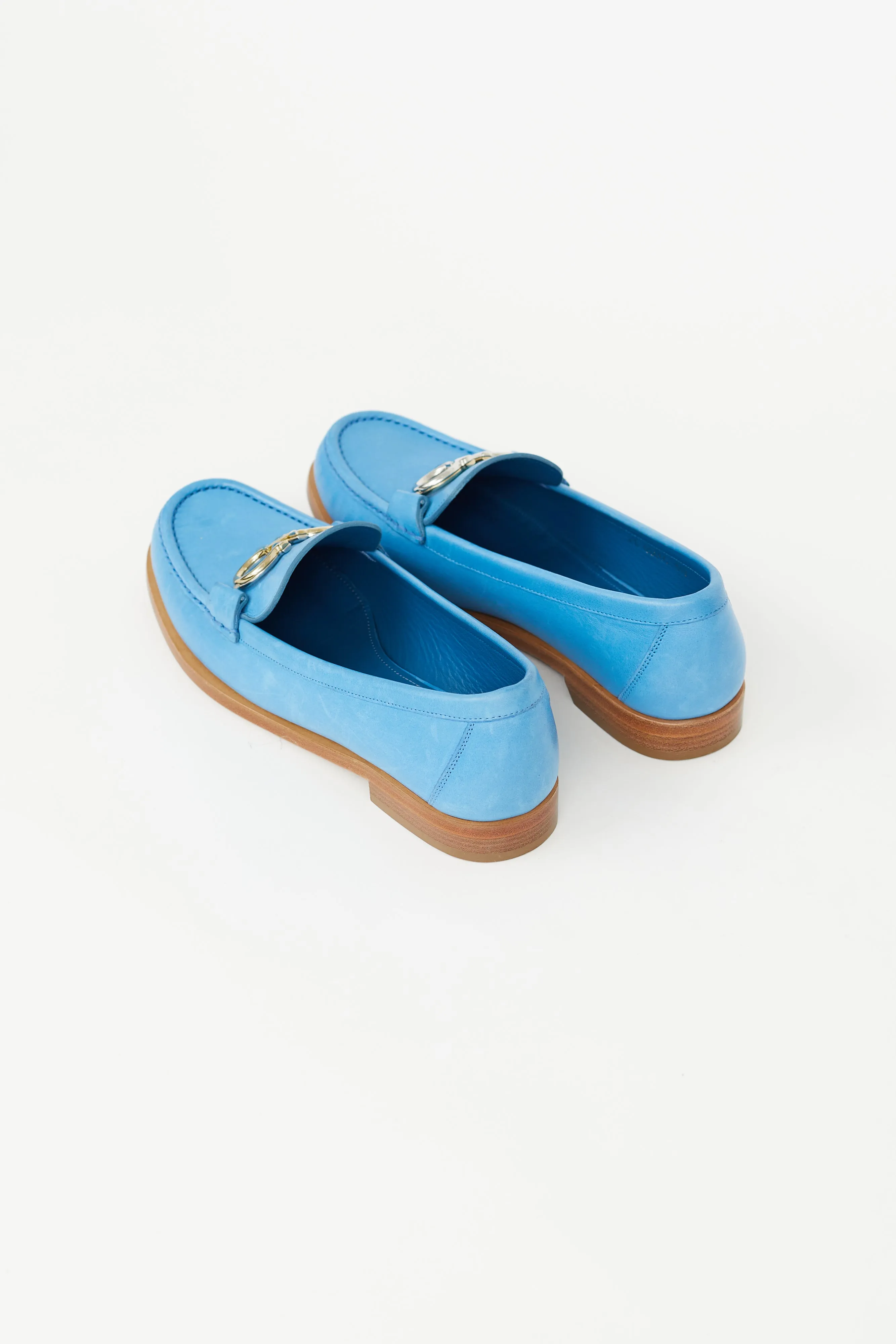 Blue Leather Logo Loafer