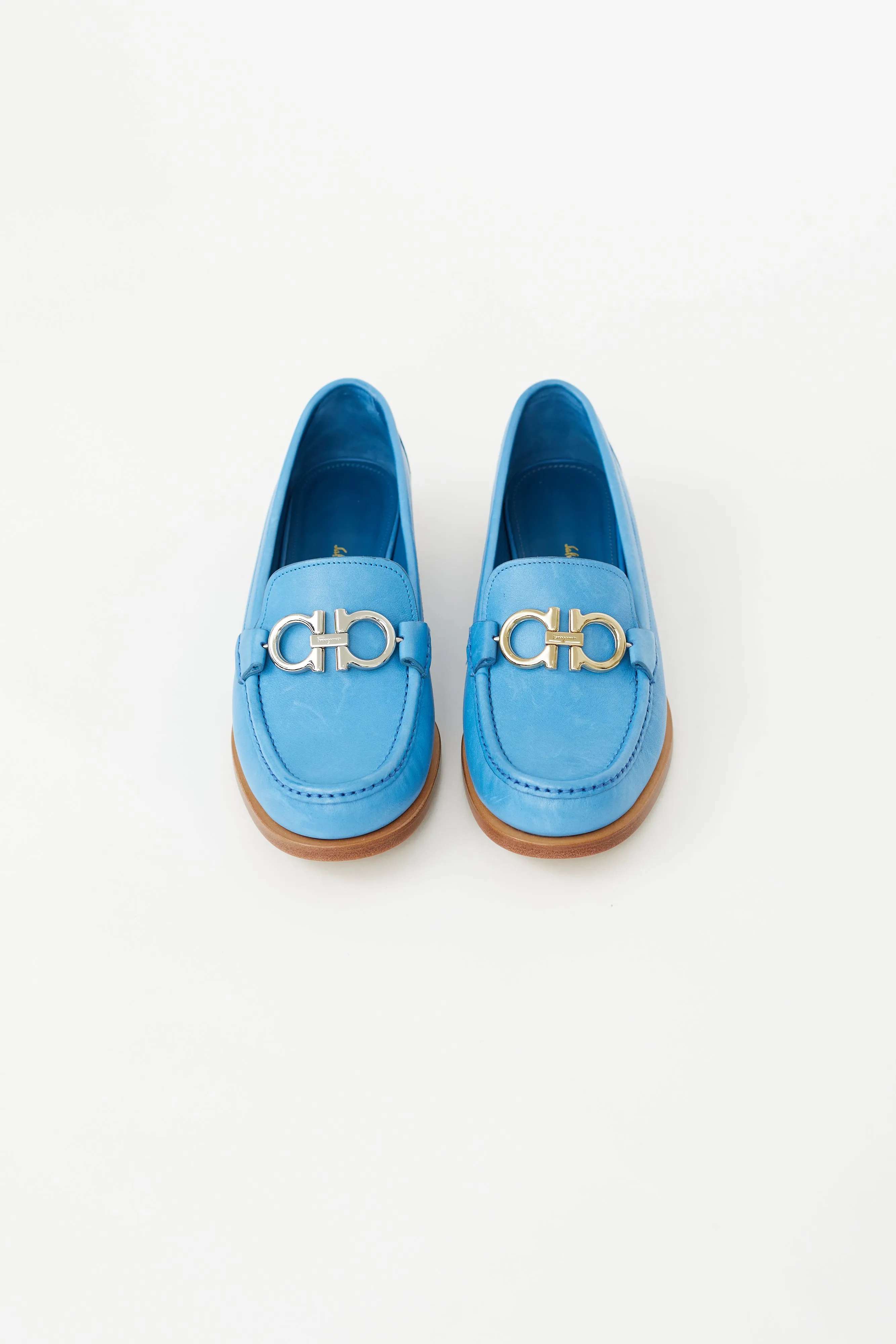 Blue Leather Logo Loafer