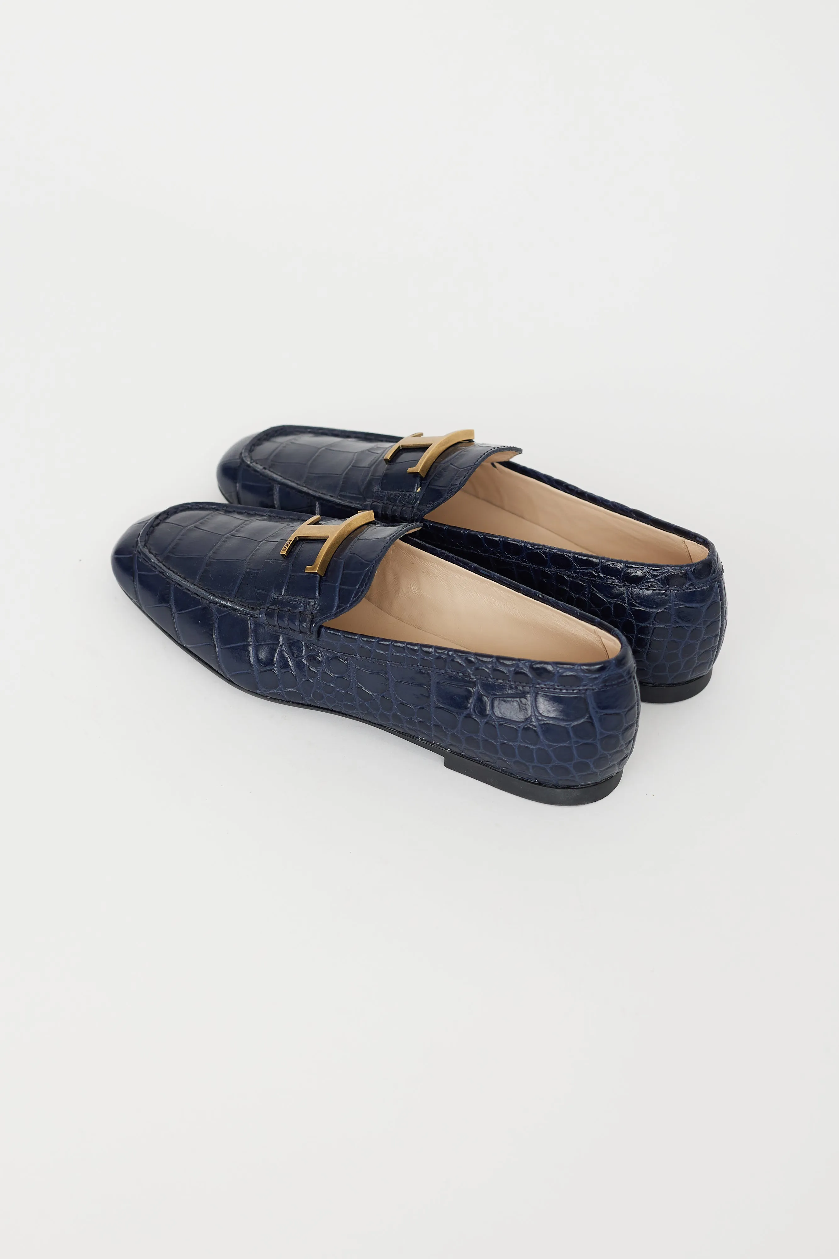 Blue Textured Leather Loafer