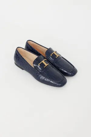 Blue Textured Leather Loafer