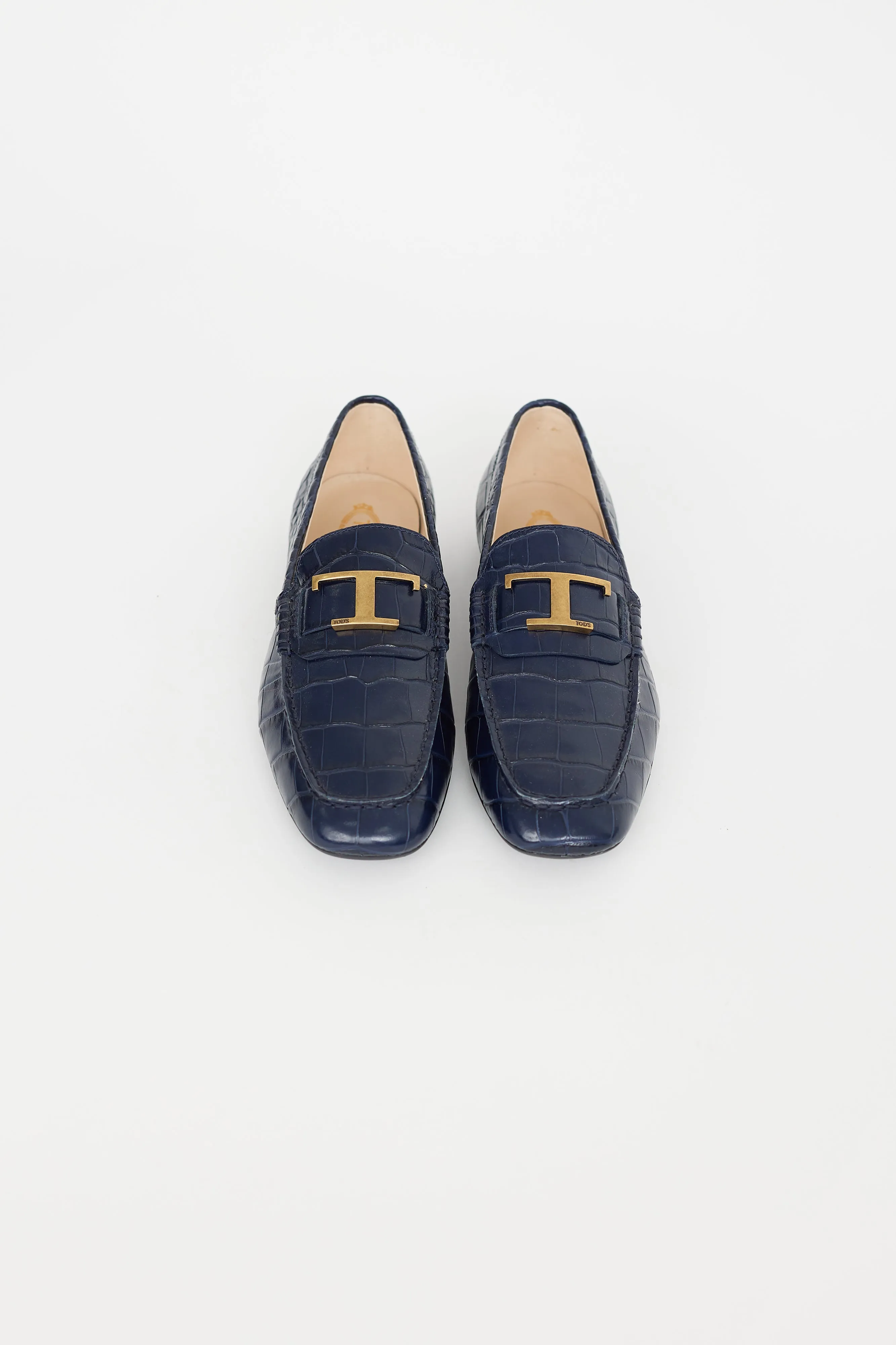 Blue Textured Leather Loafer