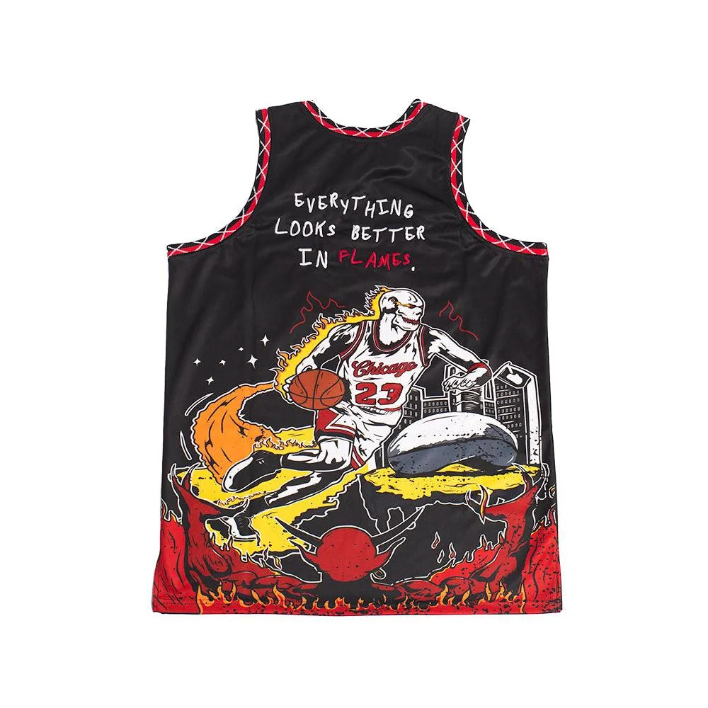 BRAND X CHICAGO IN FLAMES YOUTH BASKETBALL JERSEY (BLACK)