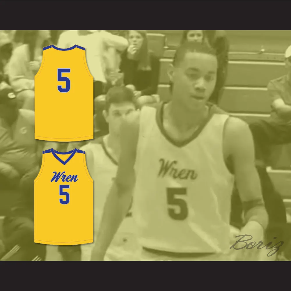Bryce McGowens 5 Wren High School Hurricanes Yellow Basketball Jersey 1