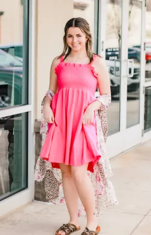 Can't Hurry Love Dress in Hot Pink
