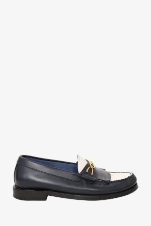 Celine Black/White Leather Triomphe Loafers Size 36