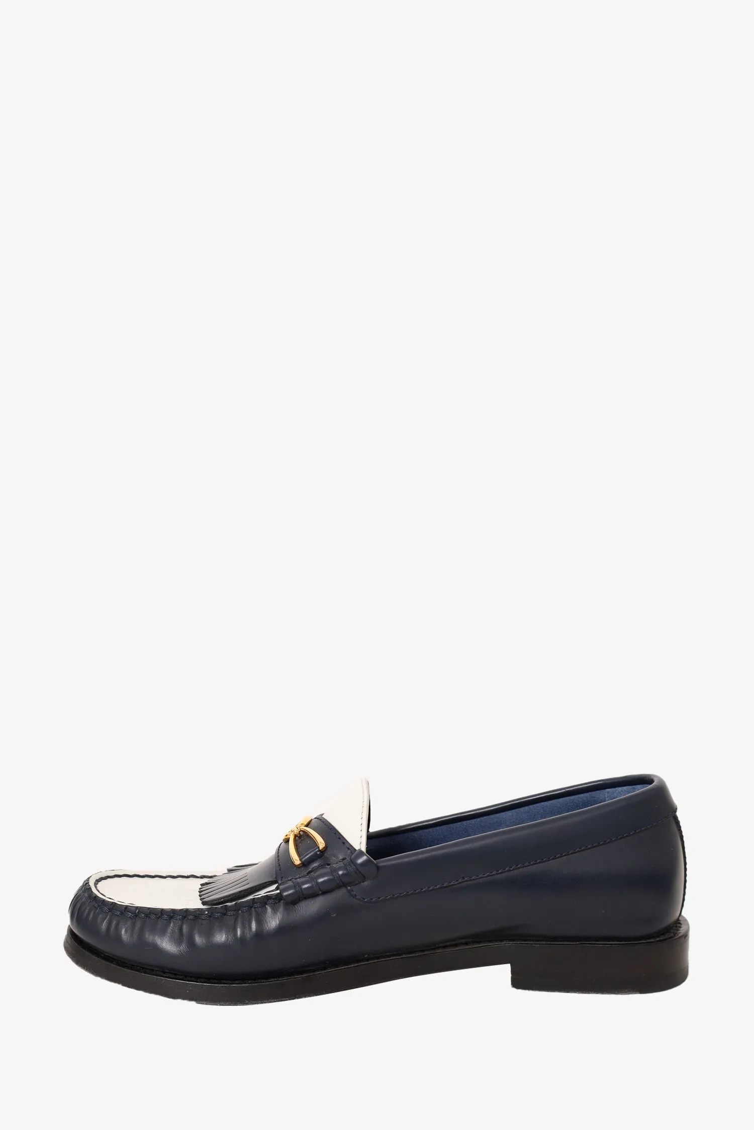 Celine Black/White Leather Triomphe Loafers Size 36