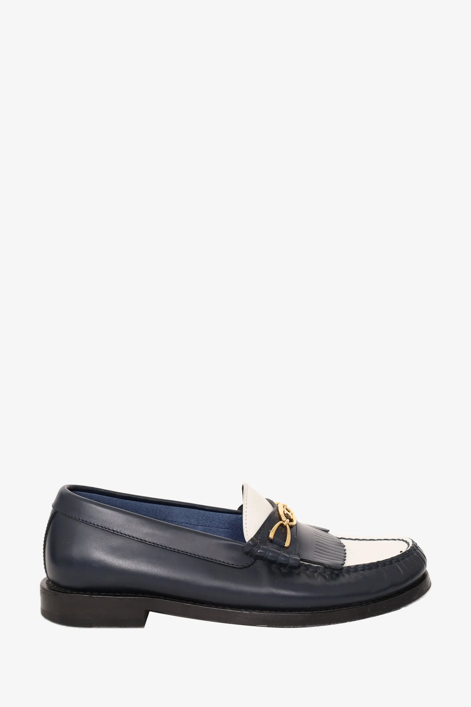 Celine Black/White Leather Triomphe Loafers Size 36