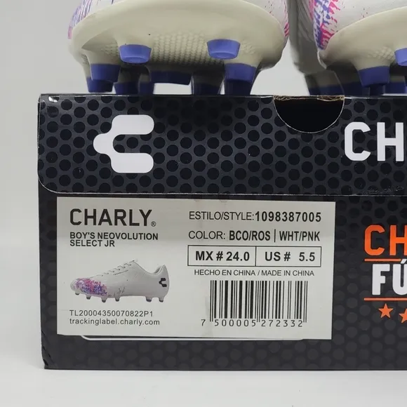 Charly Neovolution Select Jr White Pink Soccer Cleats Youth Size 5.5 New