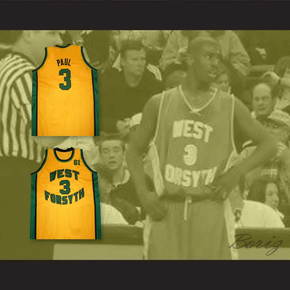 Chris Paul 3 West Forsyth High School Yellow Basketball Jersey 61 Tribute to Grandfather