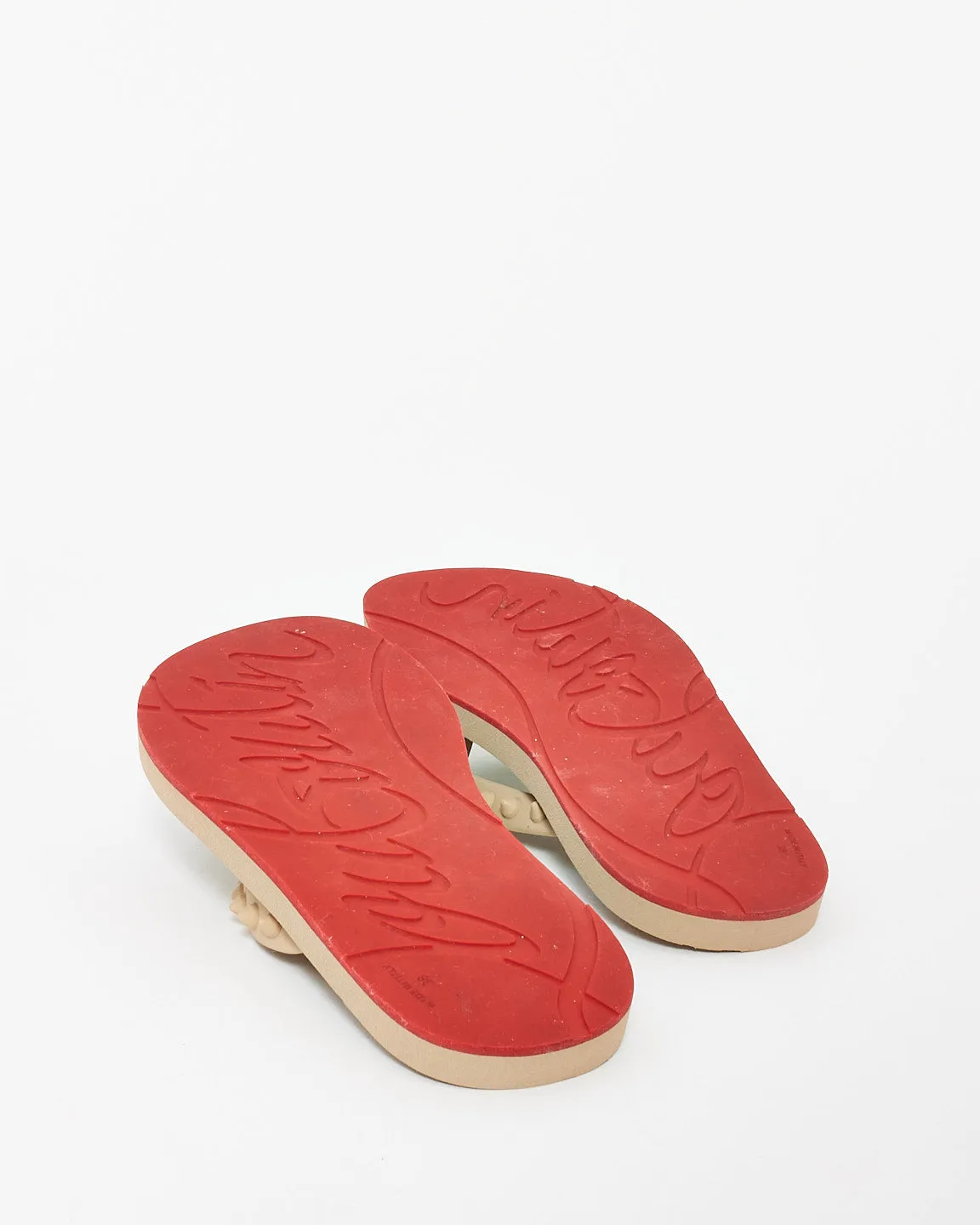 Christian Louboutin Beige Rubber Donna Studded Flip Flop - 38