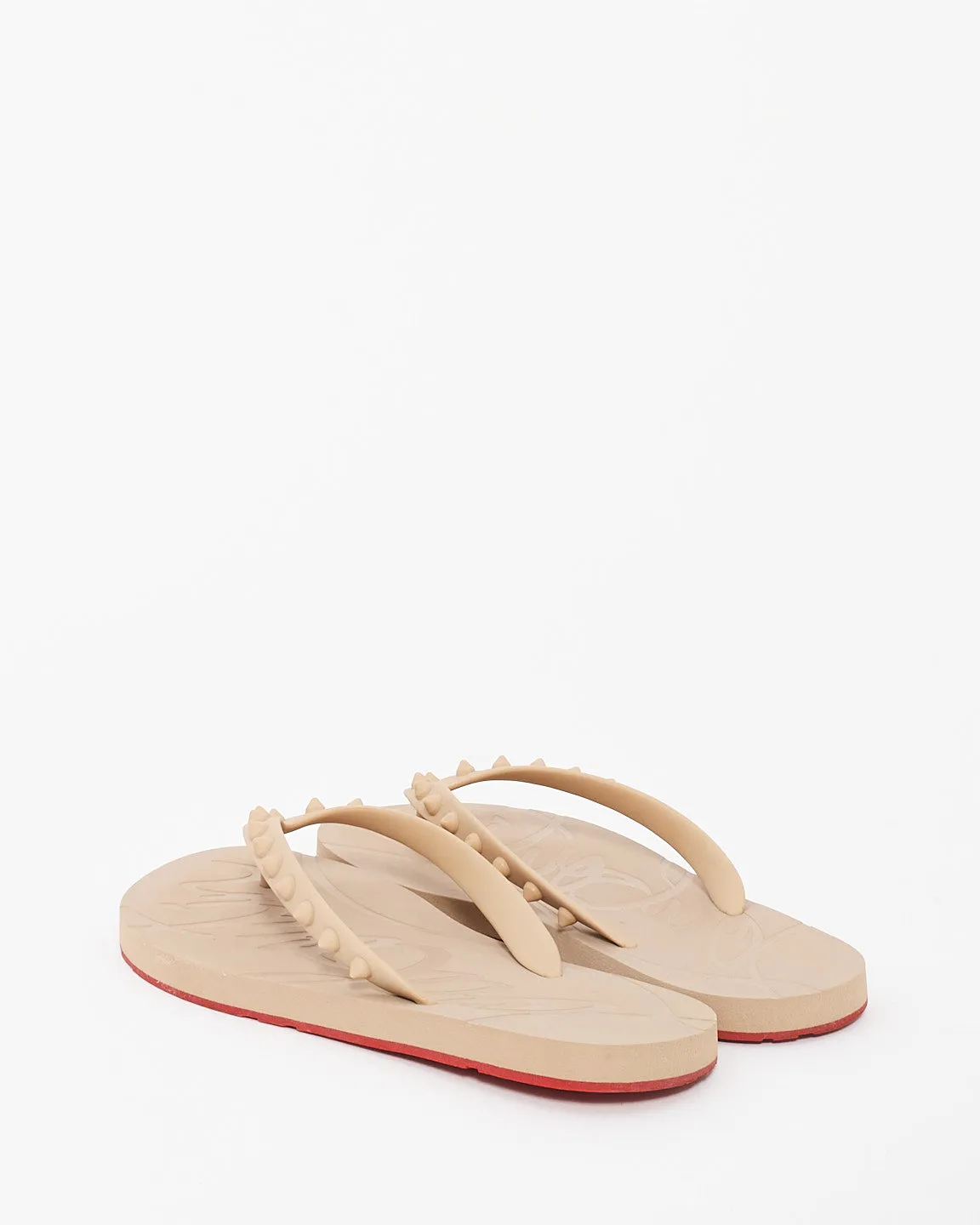 Christian Louboutin Beige Rubber Donna Studded Flip Flop - 38
