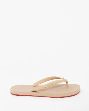 Christian Louboutin Beige Rubber Donna Studded Flip Flop - 38