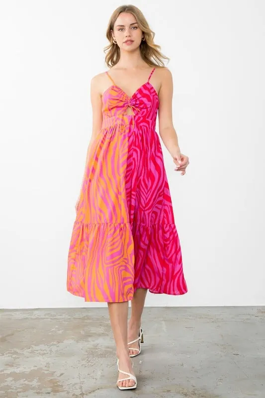 Color Block Zebra Print Dress
