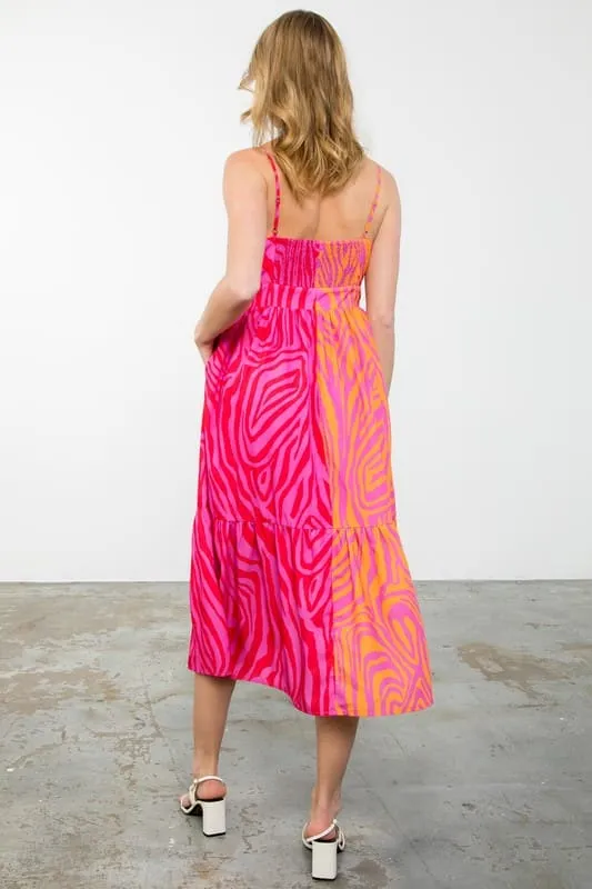 Color Block Zebra Print Dress