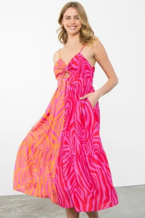 Color Block Zebra Print Dress