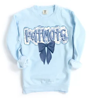 Comfort Colors Patriots Bow Sweatshirt - Adult Sizes