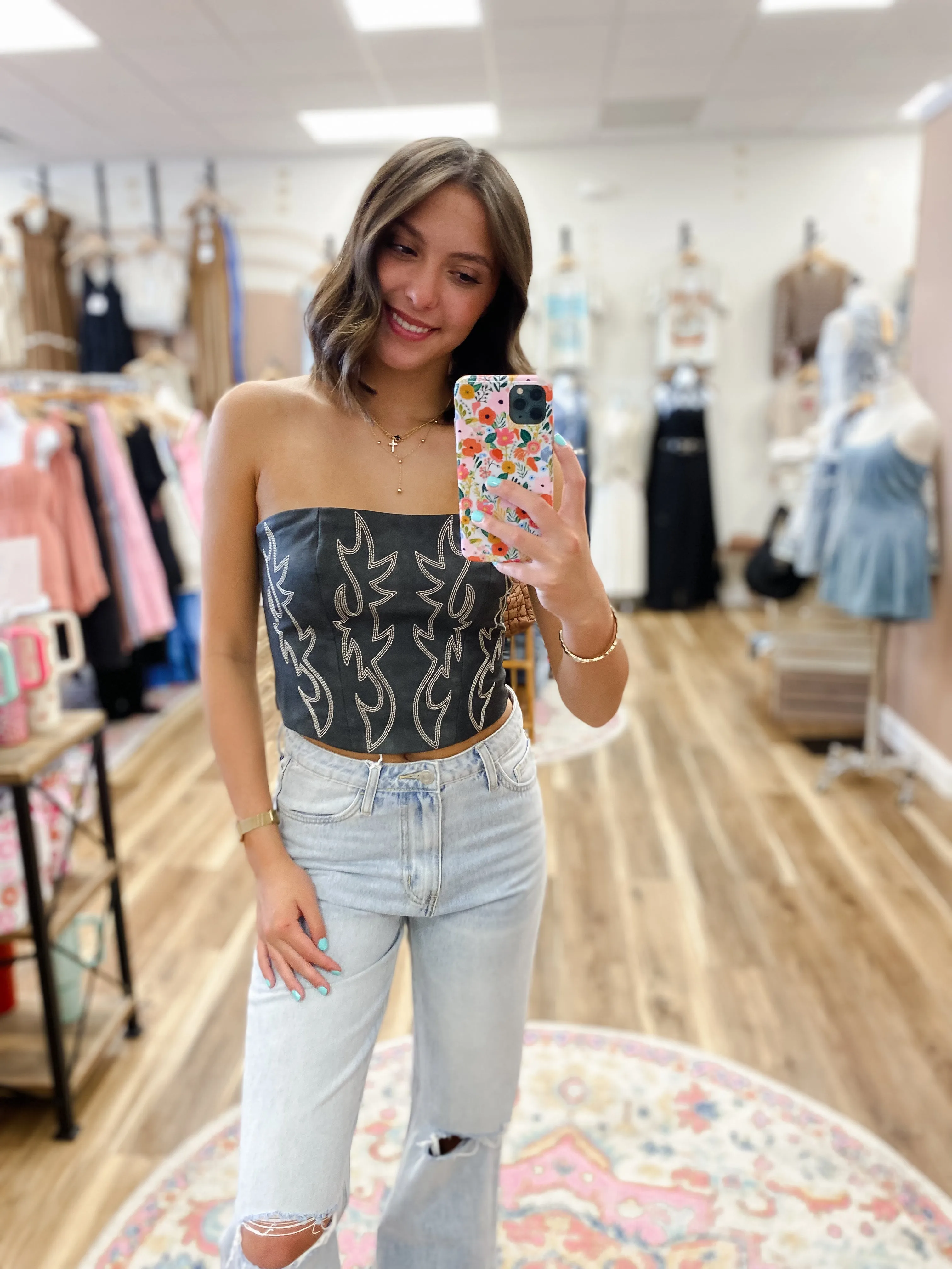 Cowgirl Black Corset Top